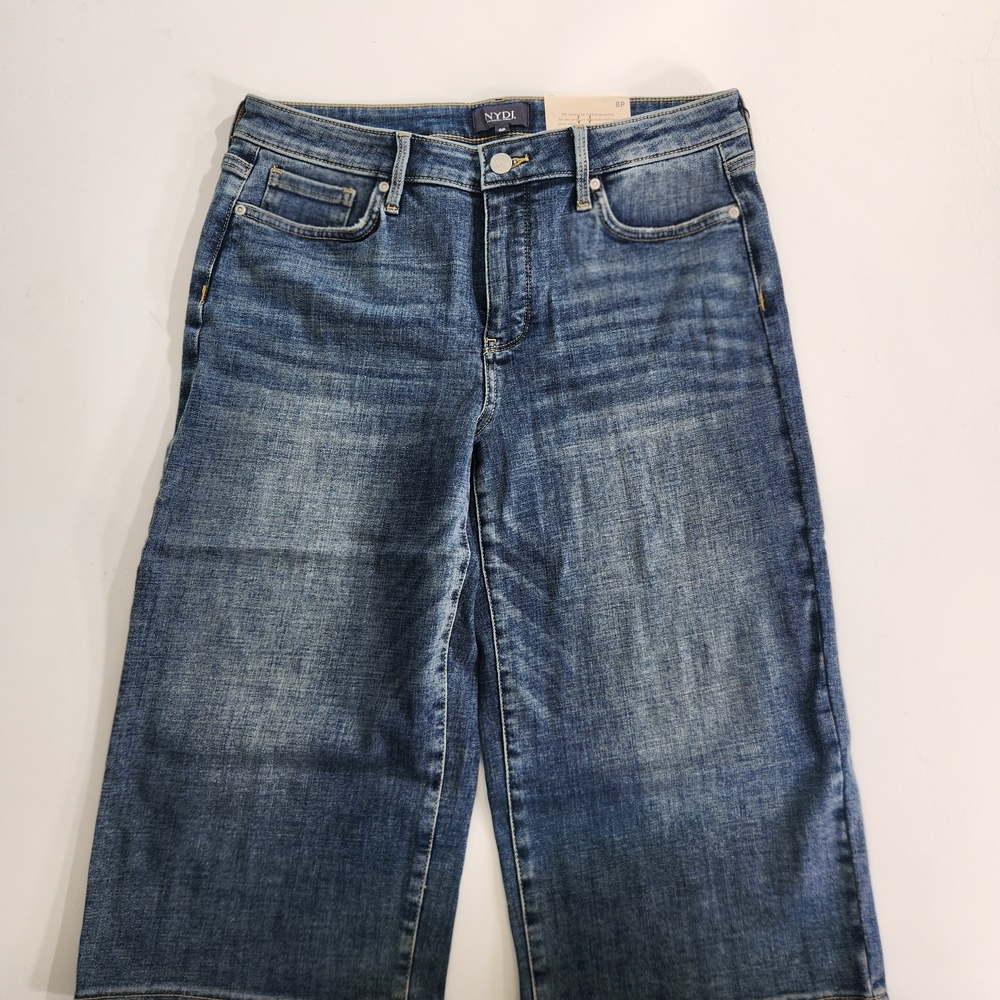 Nydj Womens Size 8P Petite Jeans Crop Wide Leg pedal pusher seline Stretch 01